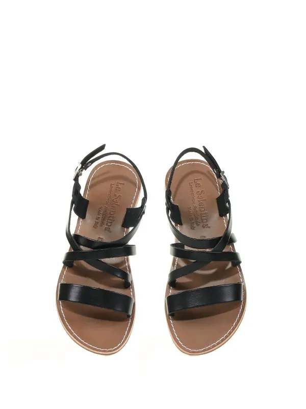 Black leather sandal