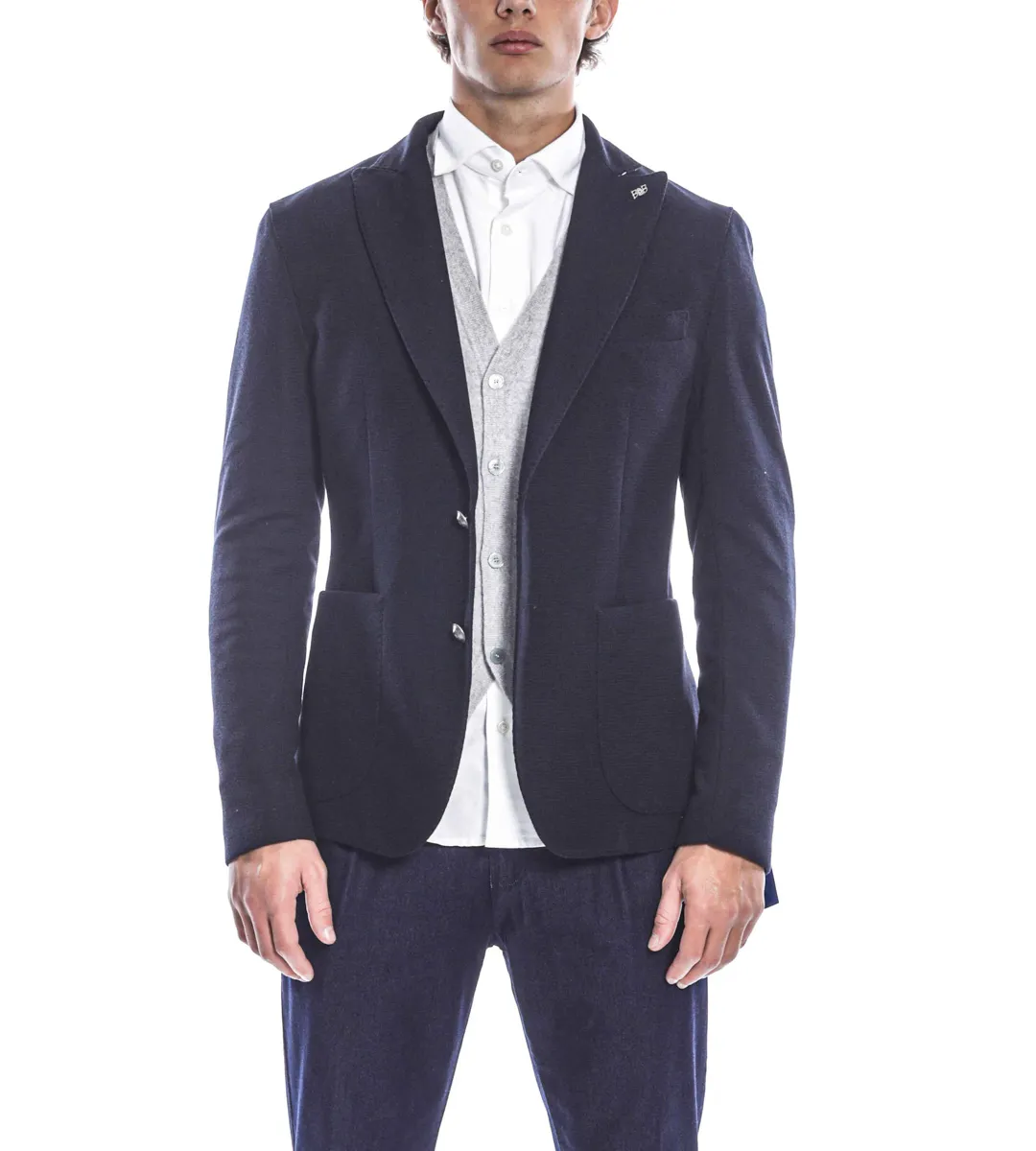 Blazer con bottoni di metallo punta a lancia blu navy  | BOB