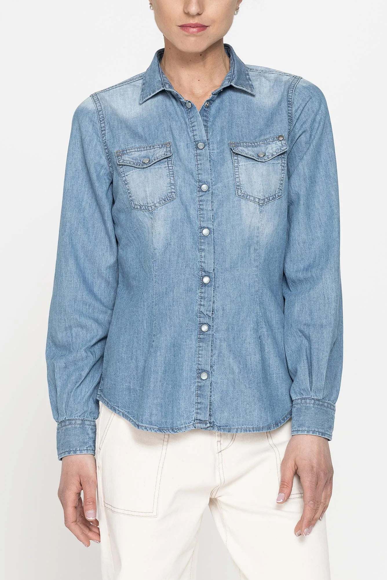 Carrera  ---------    ------------Camicia a manica lunga in denim leggero - Blu chiaro