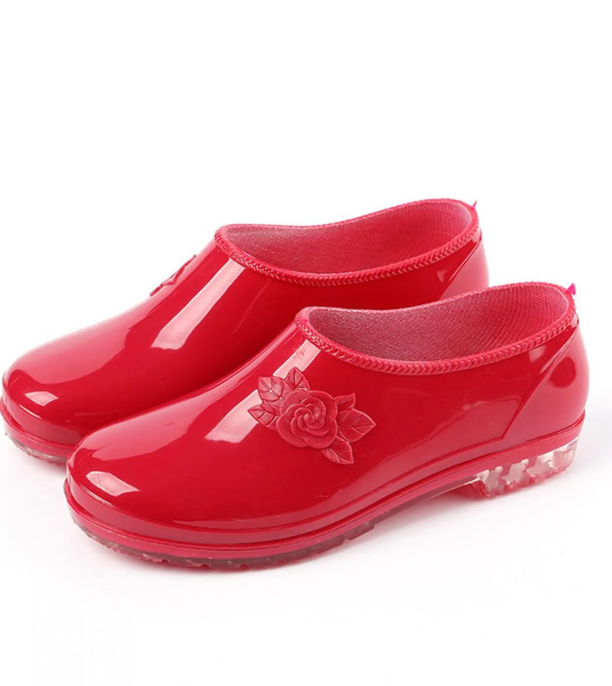 Comemore Fashion Rain Shoes Female Kitchen Water Shoes Low Top Shallow Mouth Rain Boots Solid Color Water Boot Work Rubb