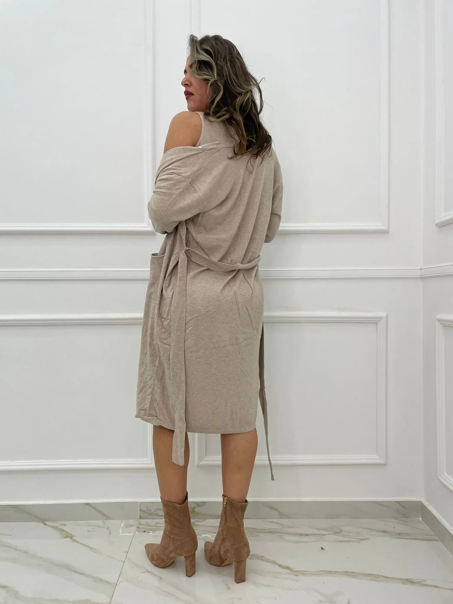 Coordinato 2 pezzi con vestitino e cardigan lungo