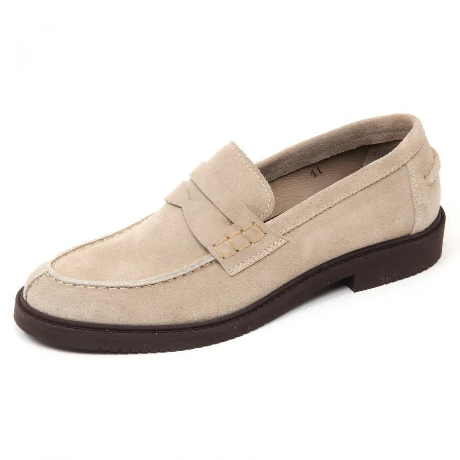 D0202 mocassino uomo LEREWS TRACK 9 scarpa beige loafer shoe man