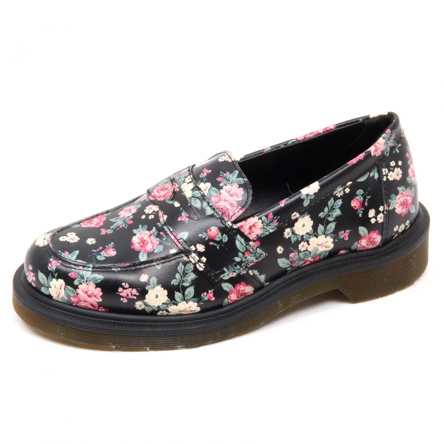 D4302 (NO BOX) mocassino donna black DR. MARTENS ADDY flower loafer shoe woman