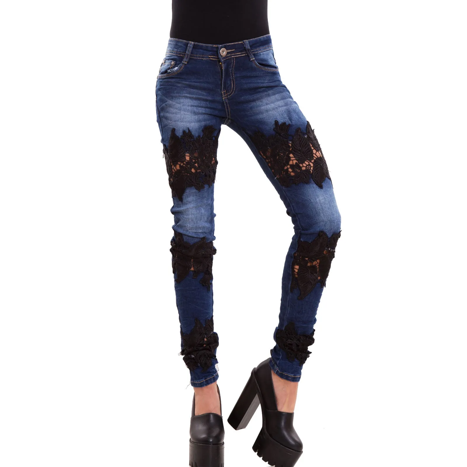 Jeans donna pantaloni skinny W0769