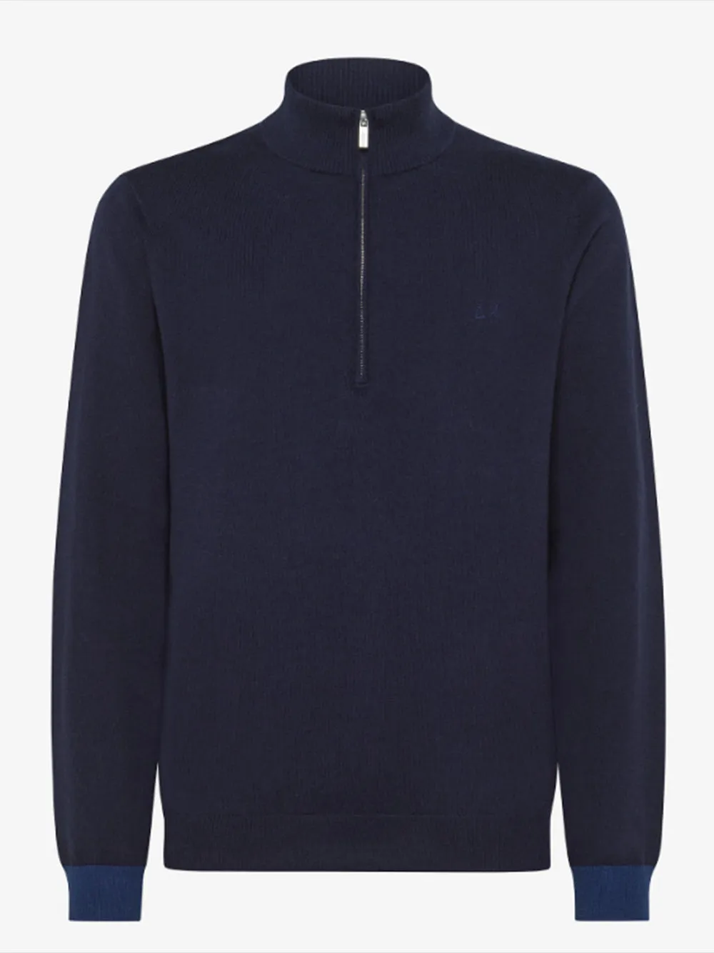 Maglia Sun 68 mezza zip in misto lana e cotone con toppe blu Art:CPK43112-07