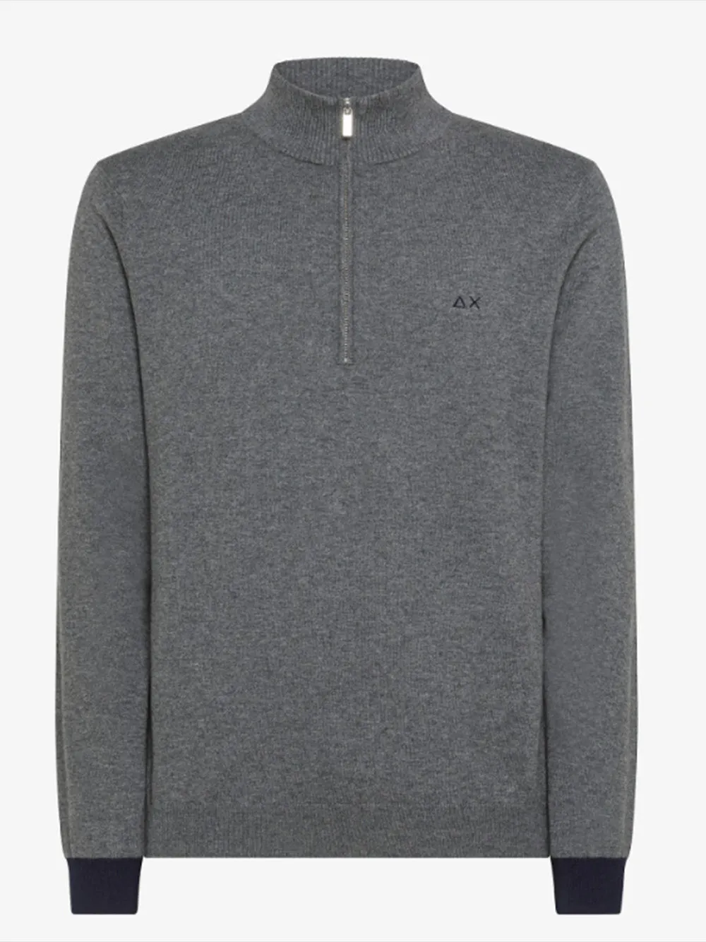 Maglia Sun 68 mezza zip in misto lana e cotone con toppe grigio Art:CPK43112-34