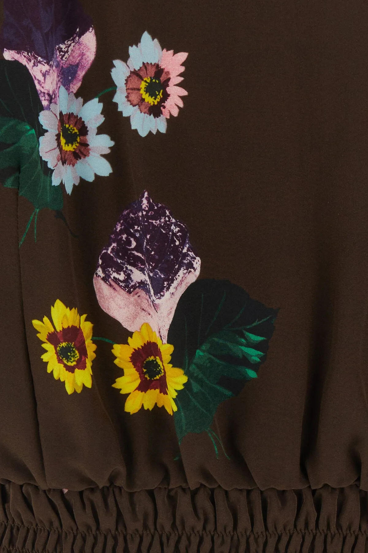 Printed poly pongee crop-top     