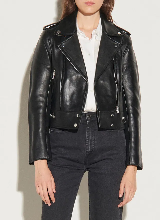  SANDRO   Giubbotto in pelle con zip | Nero