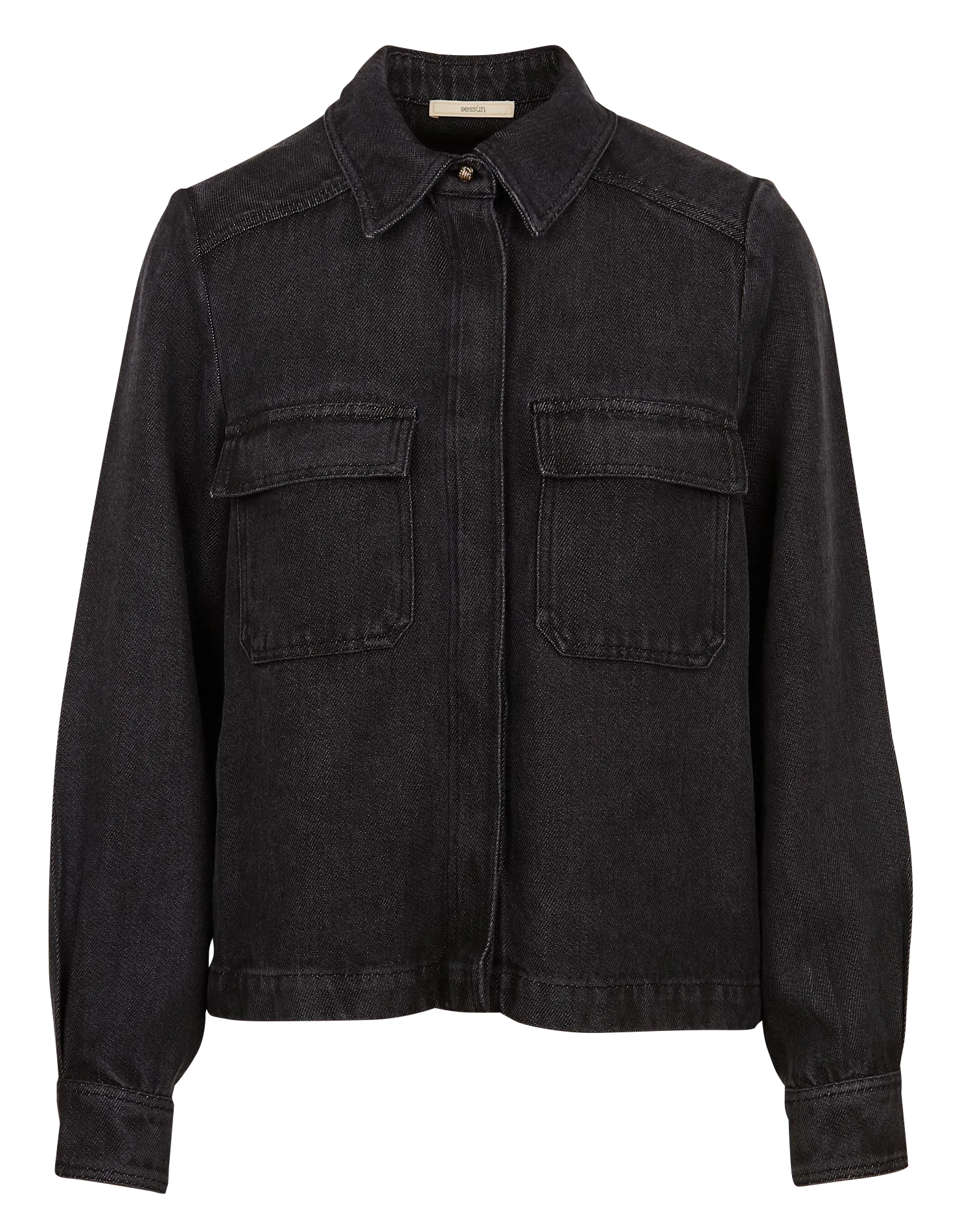  SESSUN   GUGGEN - Giacca collo classico effetto jeans | Nero