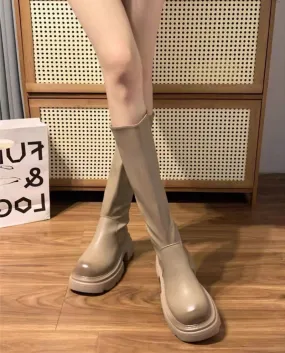 Thick-soled Thick-heeled Knight Boots For Women In Autumn And Winter New Style Over-the-knee Mid-high Boots Versatile Sh